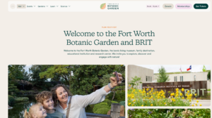 Screenshot of the Welcome page of the Fort Worth Botanic Garden website